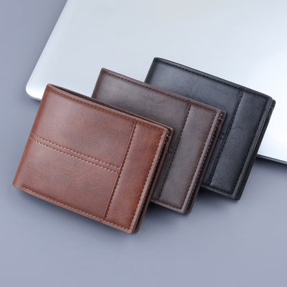 Herrenbörse mit Münzfach und Kartenfächern ⎜ Kompaktes Leder-Portemonnaie mit RFID-Abschirmung