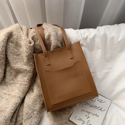 Große Tote Bag für Damen ⎜ Elegante Tragetasche in Lederoptik mit Außentasche und festen Henkeln