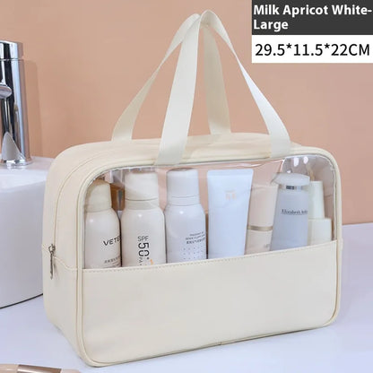 Transparente Kosmetiktasche für Damen ⎜ Übersichtliche Tragetasche für Reiseartikel mit großer Kapazität