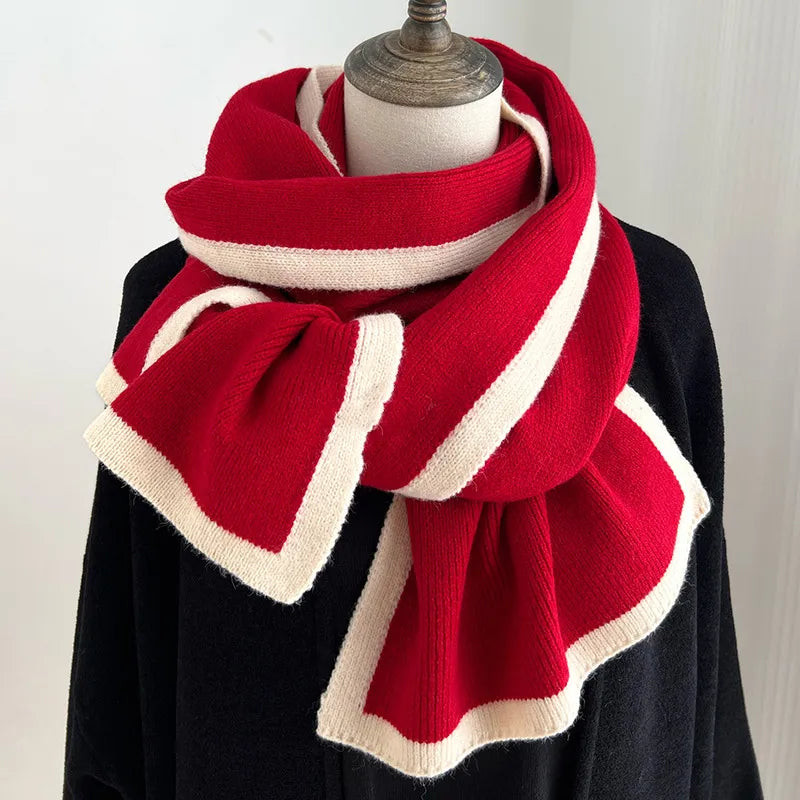 Farbakzent-Strickschal aus Wolle ⎜ Weiches Winteraccessoire für stilvolle Kälte-Looks