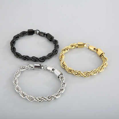 Kordelarmband für Herren ⎜ Robuste Gliederkette in Goldoptik mit japanischem Verschluss für markante Styles