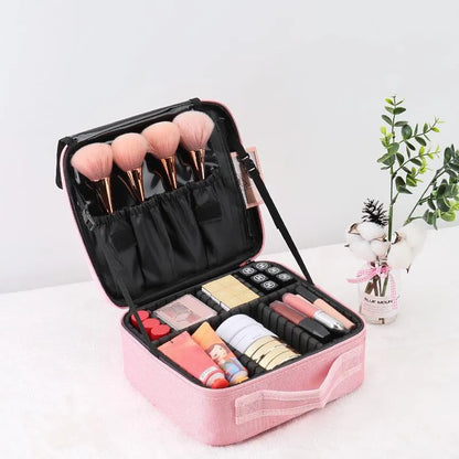 Kosmetikbox mit Fächern für Damen ⎜ Fester Koffer mit variabler Einteilung für Schminke und Zubehör