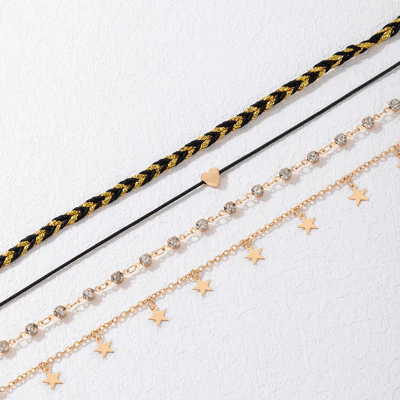 Mehrteiliges Fußkettchen-Set für Damen ⎜ Mit Sternen und glitzernden Elementen für modische Sommerstyles