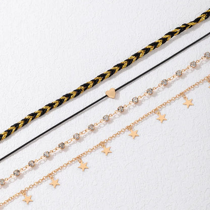 Mehrteiliges Fußkettchen-Set für Damen ⎜ Mit Sternen und glitzernden Elementen für modische Sommerstyles