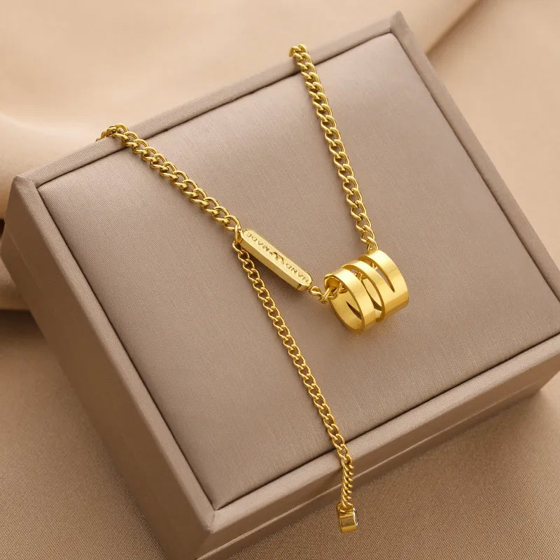 Stilvolle Damenkette  ⎜ Vergoldete Gliederkette mit modernem Spiralanhänger für schlichte und stilvolle Outfits