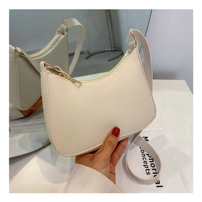 Kompakte Umhängetasche für Damen ⎜ Leichte Halbmondtasche in Pastell für Alltag und Freizeit