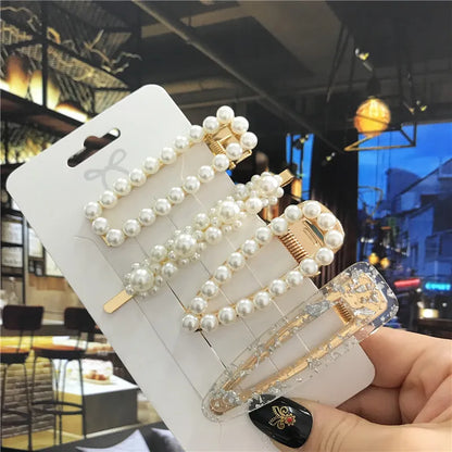 Perlen Haarspangen Set für Damen ⎜ Handgefertigte Clips im Retro-Stil für elegante und festliche Frisuren