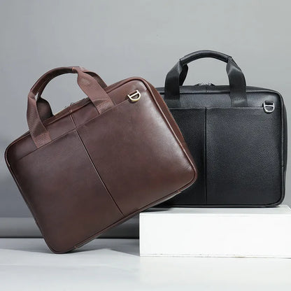 Leder Laptoptasche für Herren ⎜ Hochwertige Business-Tasche mit viel Stauraum und Schultergurt für Alltag