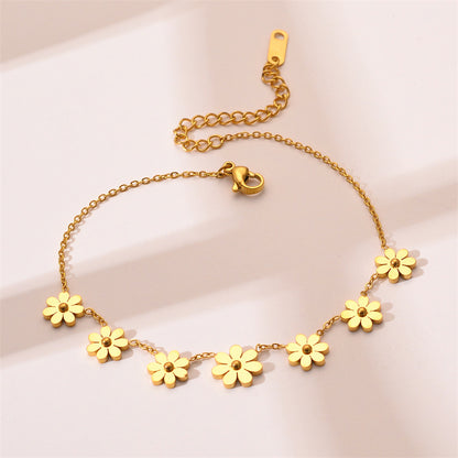 Sommerliches Damenarmband ⎜ Verspieltes Design mit Sonnenblumenanhängern in goldener Optik