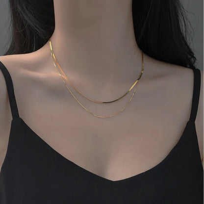 Damen Halskette aus 925 Silber ⎜ Doppellagige Schlangenkette im eleganten Minimal-Stil für jeden Anlass