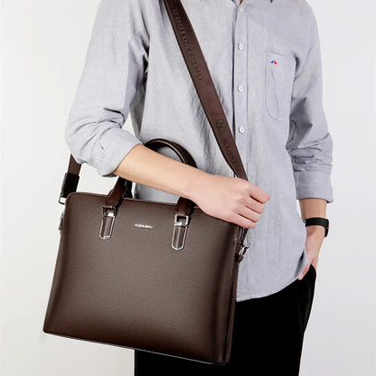 Laptoptasche aus Leder für Herren ⎜ Business-Tasche mit Doppelreißverschluss und großer Kapazität