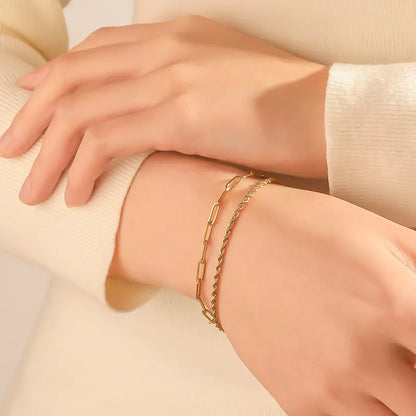 Elegantes Titanarmband für Damen ⎜ Zweireihige Gliederkette im schlichten, modernen Look