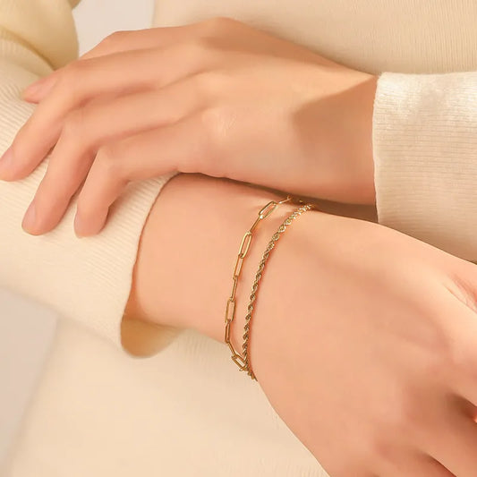 Elegantes Titanarmband für Damen ⎜ Zweireihige Gliederkette im schlichten, modernen Look